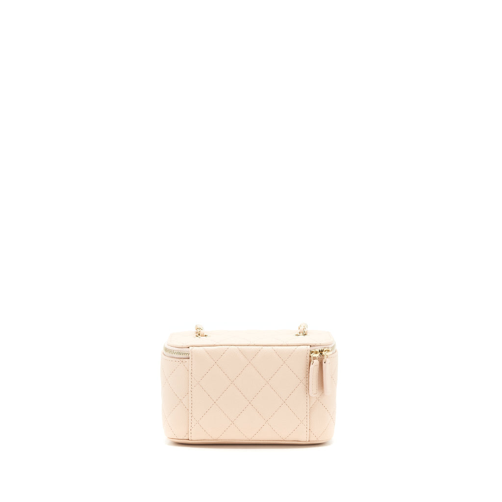 CHANEL 22C LONG VANITY WITH CHAIN CAVIAR LIGHT BEIGE LGHW