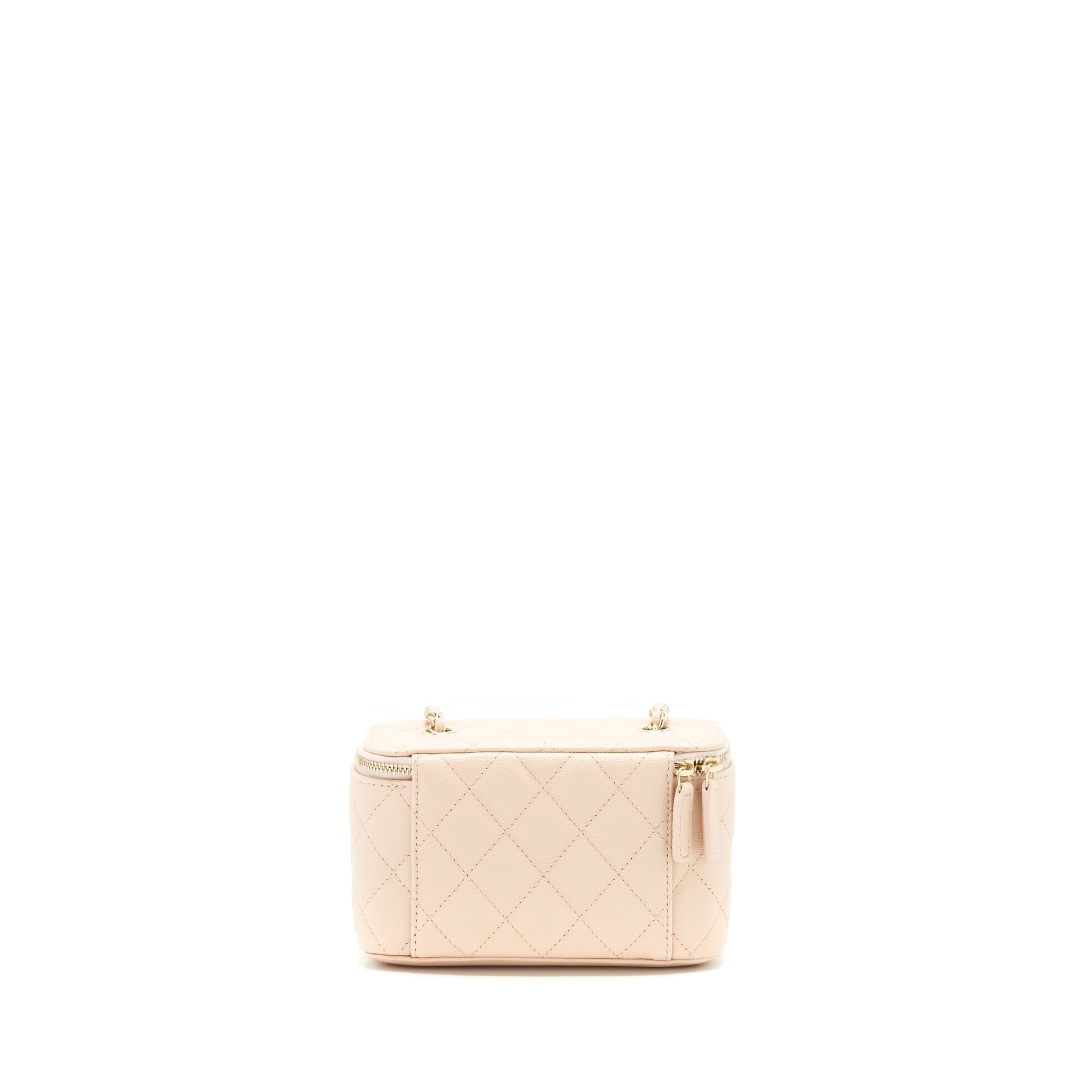 CHANEL 22C LONG VANITY WITH CHAIN CAVIAR LIGHT BEIGE LGHW