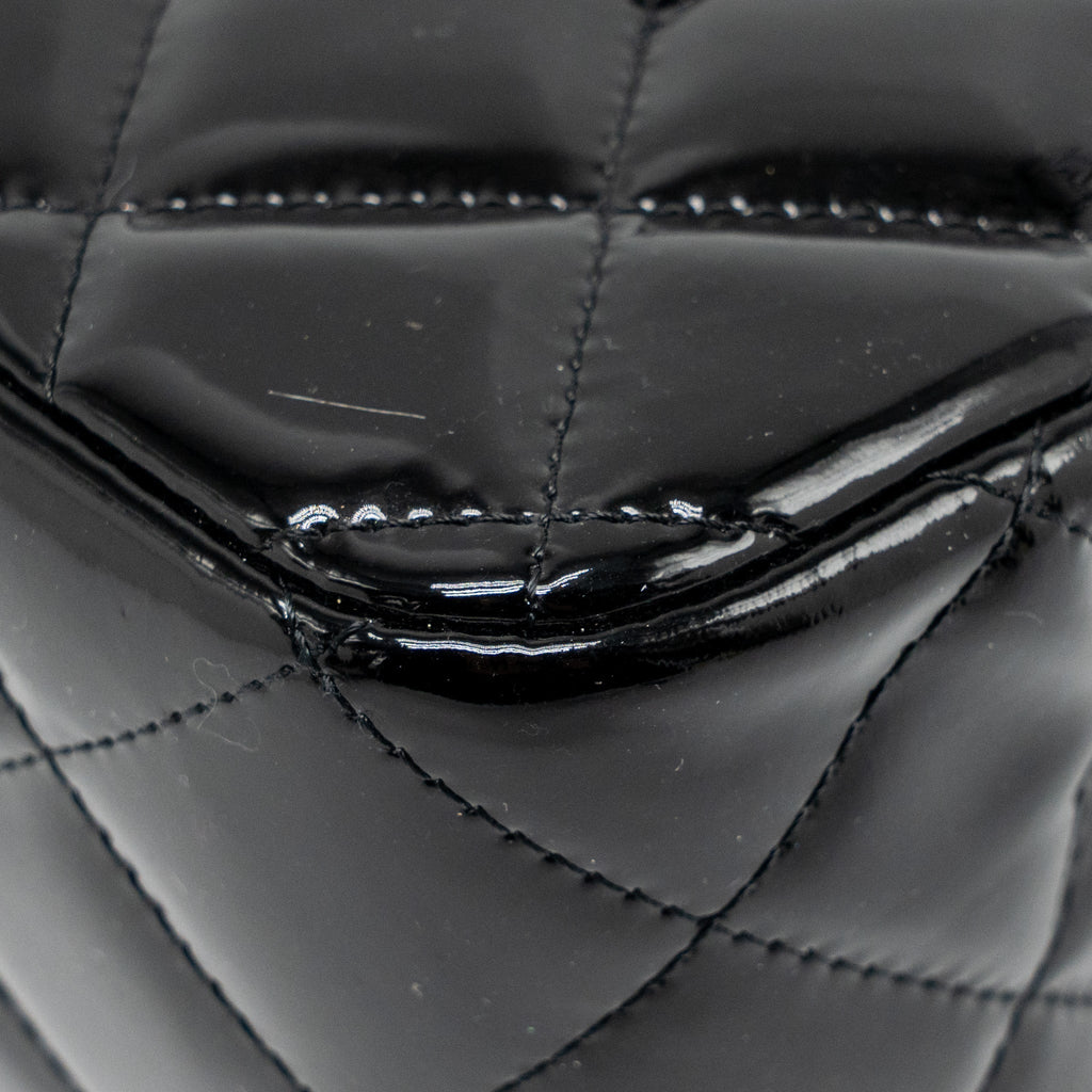 CHANEL JUMBO CLASSIC DOUBLE FLAP BAG PATENT BLACK SHW