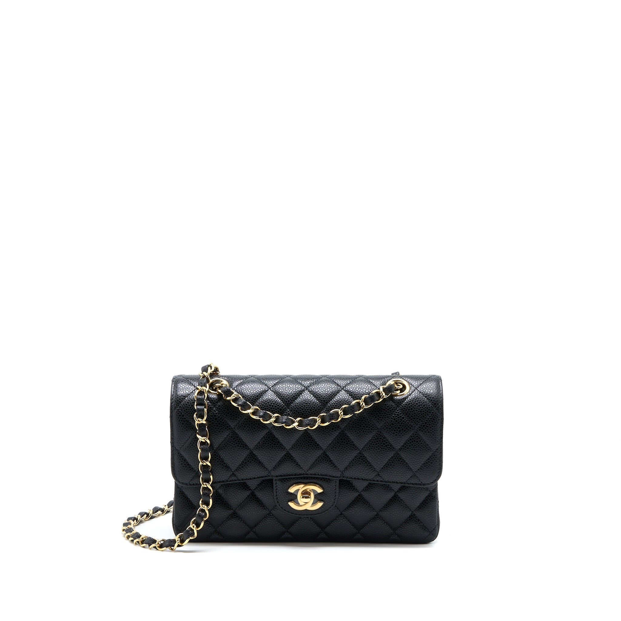 CHANEL SMALL CLASSIC FLAP BAG CAVIAR BLACK GHW (MICROCHIP)