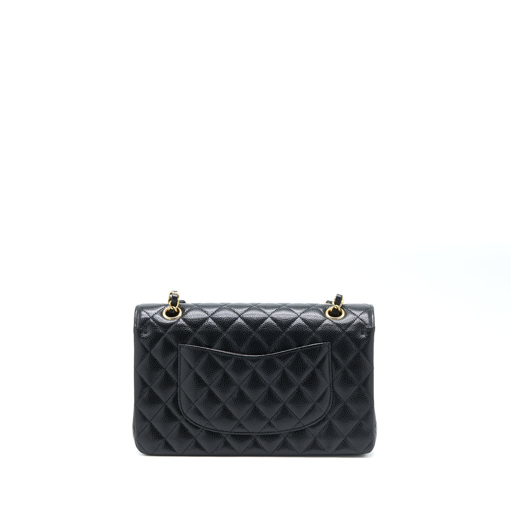 CHANEL MEDIUM CLASSIC DOUBLE FLAP BAG CAVIAR BLACK GHW (MICROCHIP)