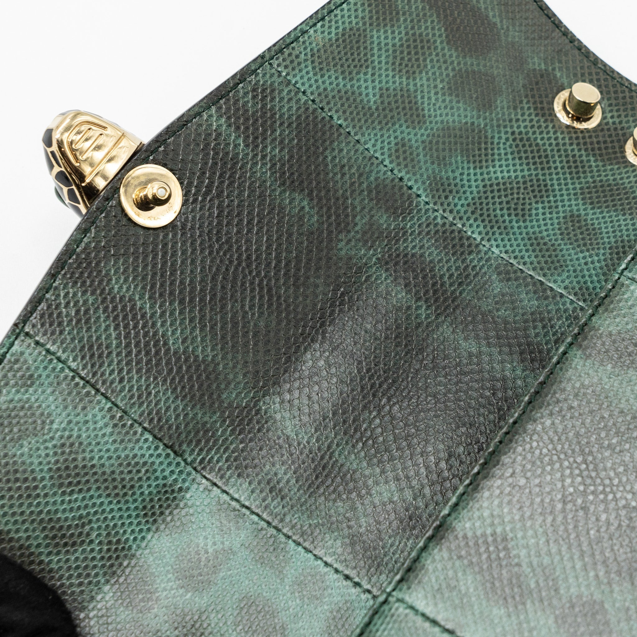 BVLGARI SERPENTI FOREVER FLAP BAG SHINY KARUNG GLACIER GREEN LGHW