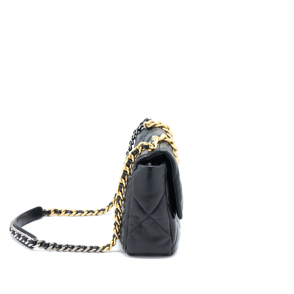 CHANEL MEDIUM 19 BAG LAMBSKIN BLACK MULTICOLOUR HARDWARE