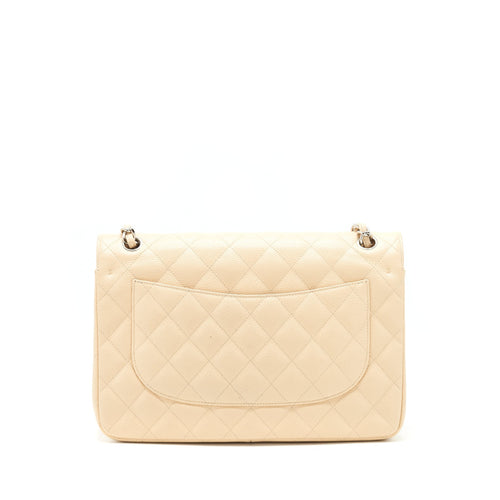 CHANEL CLASSIC JUMBO DOUBLE FLAP BAG CAVIAR BEIGE SHW