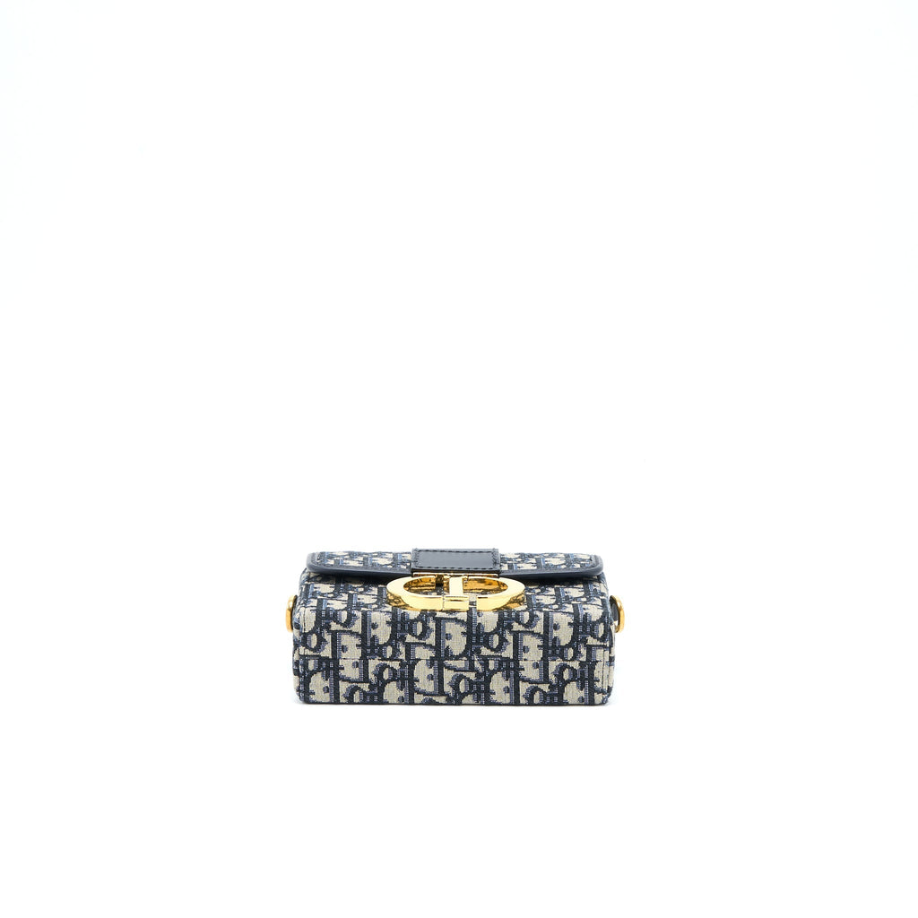 DIOR 30 MONTAIGNE MINI BOX BAG BLUE OBLIQUE GHW