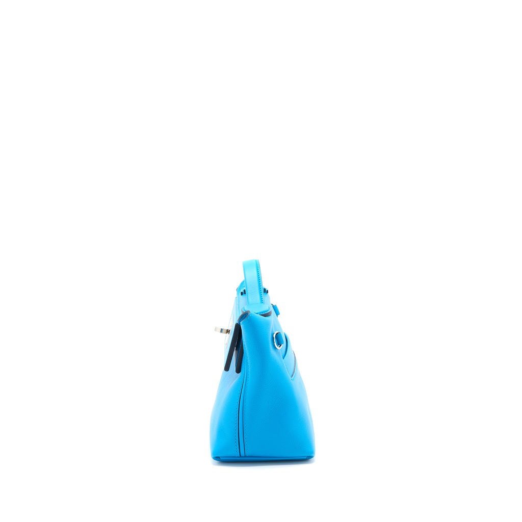 Hermes mini 24/24 2424-21 Bag Evercolor/Swift 0F Blue Frida SHW