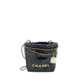 CHANEL MINI 22 BAG SHINY CALFSKIN BLACK BRUSHED GHW (MICROCHIP)