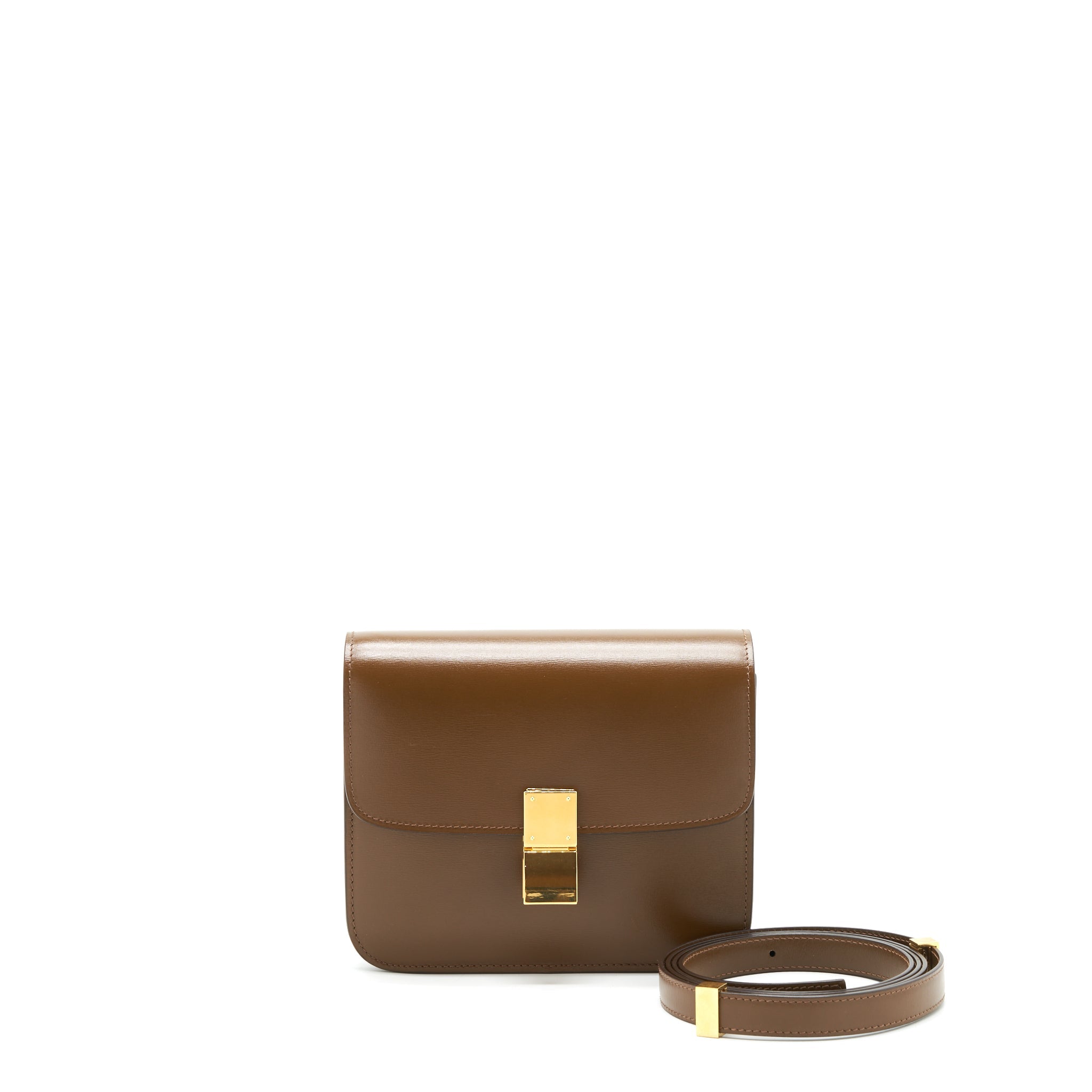 CELINE TEEN CLASSIC BOX BAG CALFSKIN CAMEL GHW