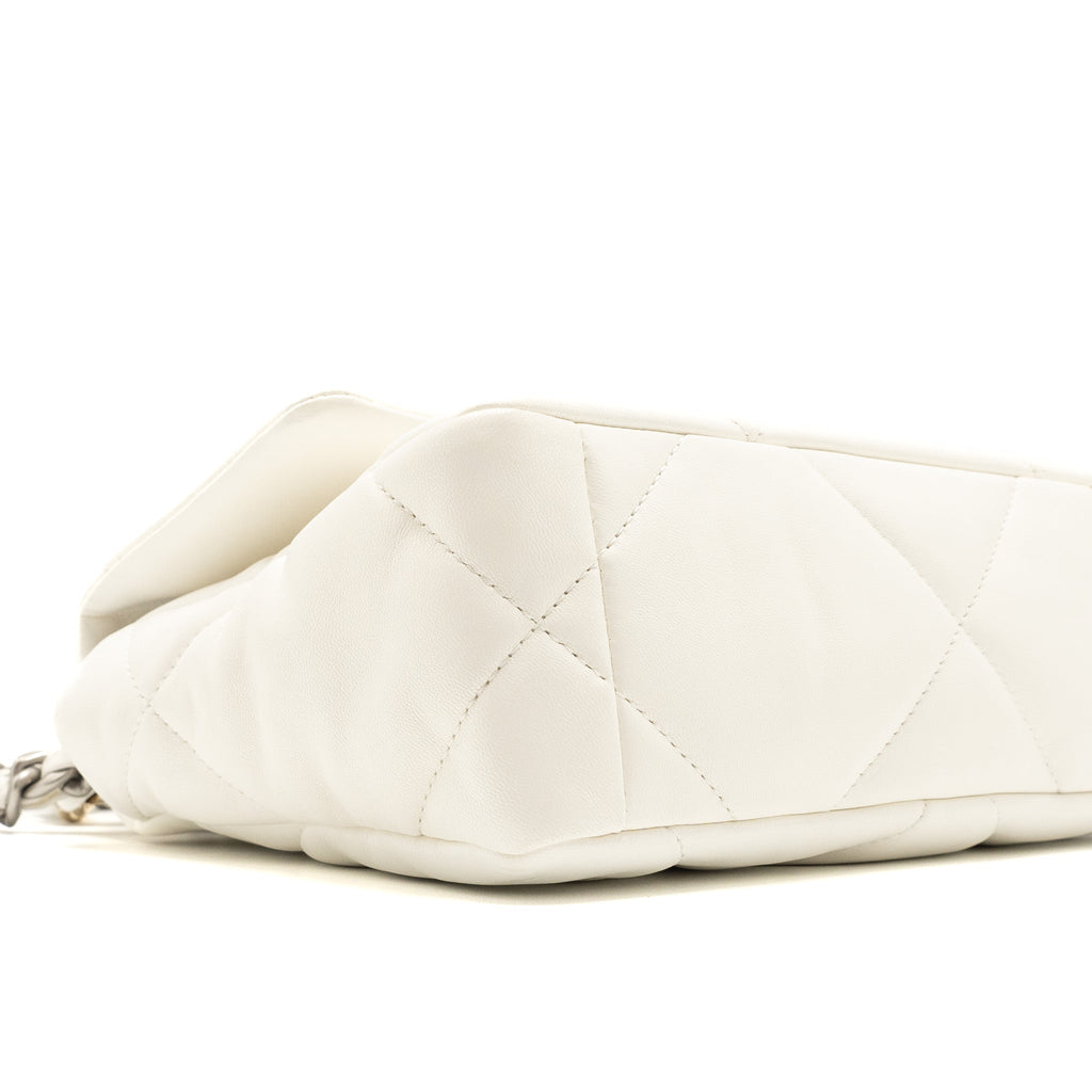 CHANEL SMALL 19 BAG LAMBSKIN WHITE MULTICOLOUR HARDWARE (MICROCHIP)