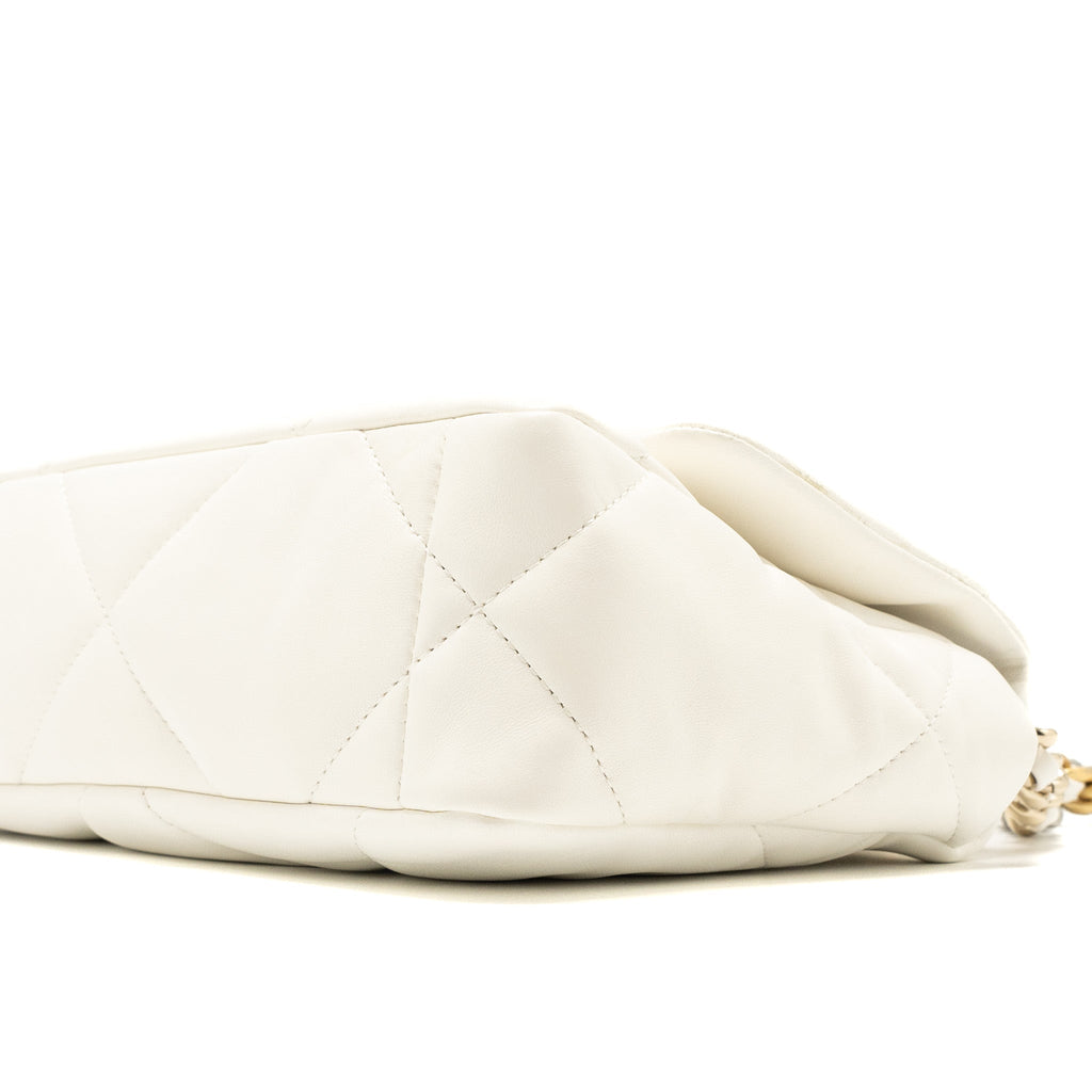 CHANEL SMALL 19 BAG LAMBSKIN WHITE MULTICOLOUR HARDWARE (MICROCHIP)