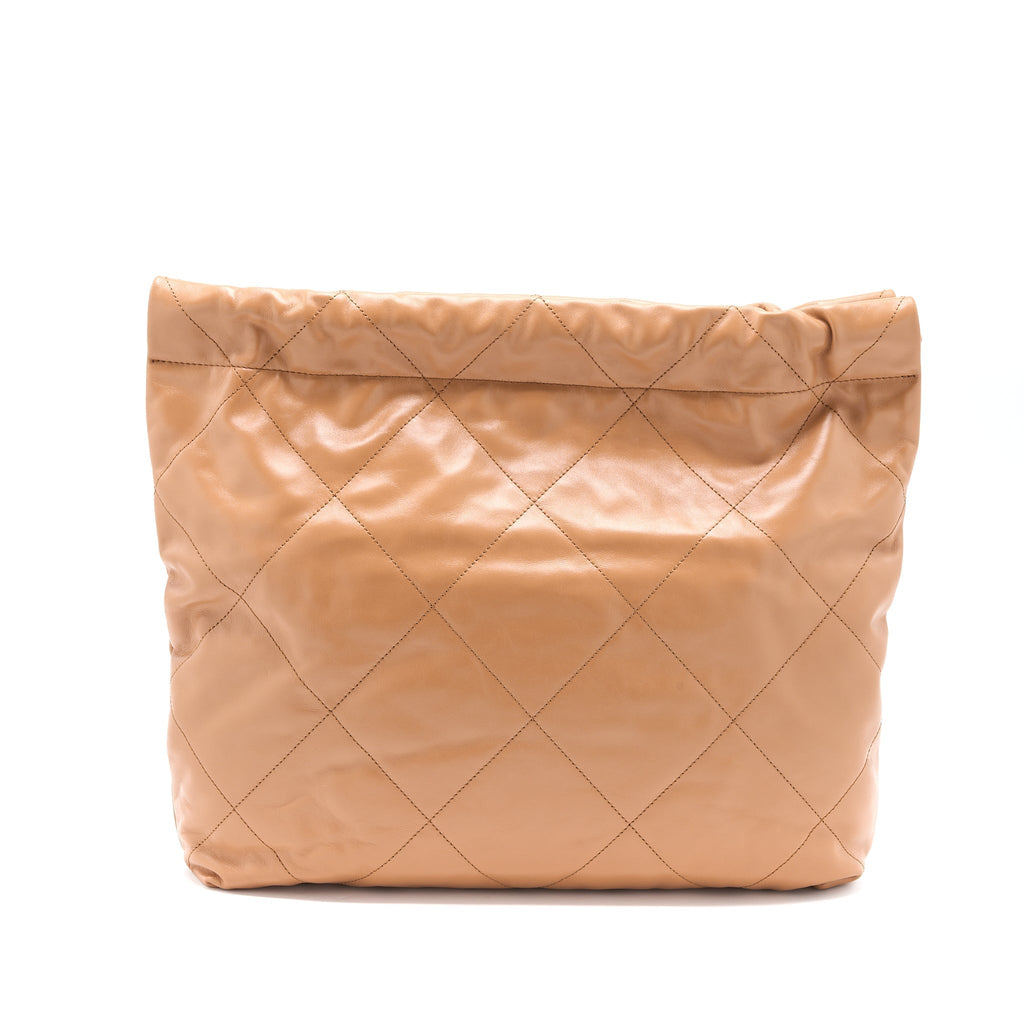 CHANEL MEDIUM 22 BAG SHINY CALFSKIN CARAMEL GHW (MICROCHIP)