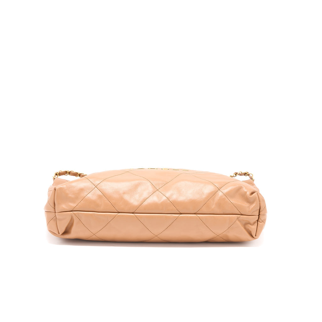 CHANEL MEDIUM 22 BAG SHINY CALFSKIN CARAMEL GHW (MICROCHIP)
