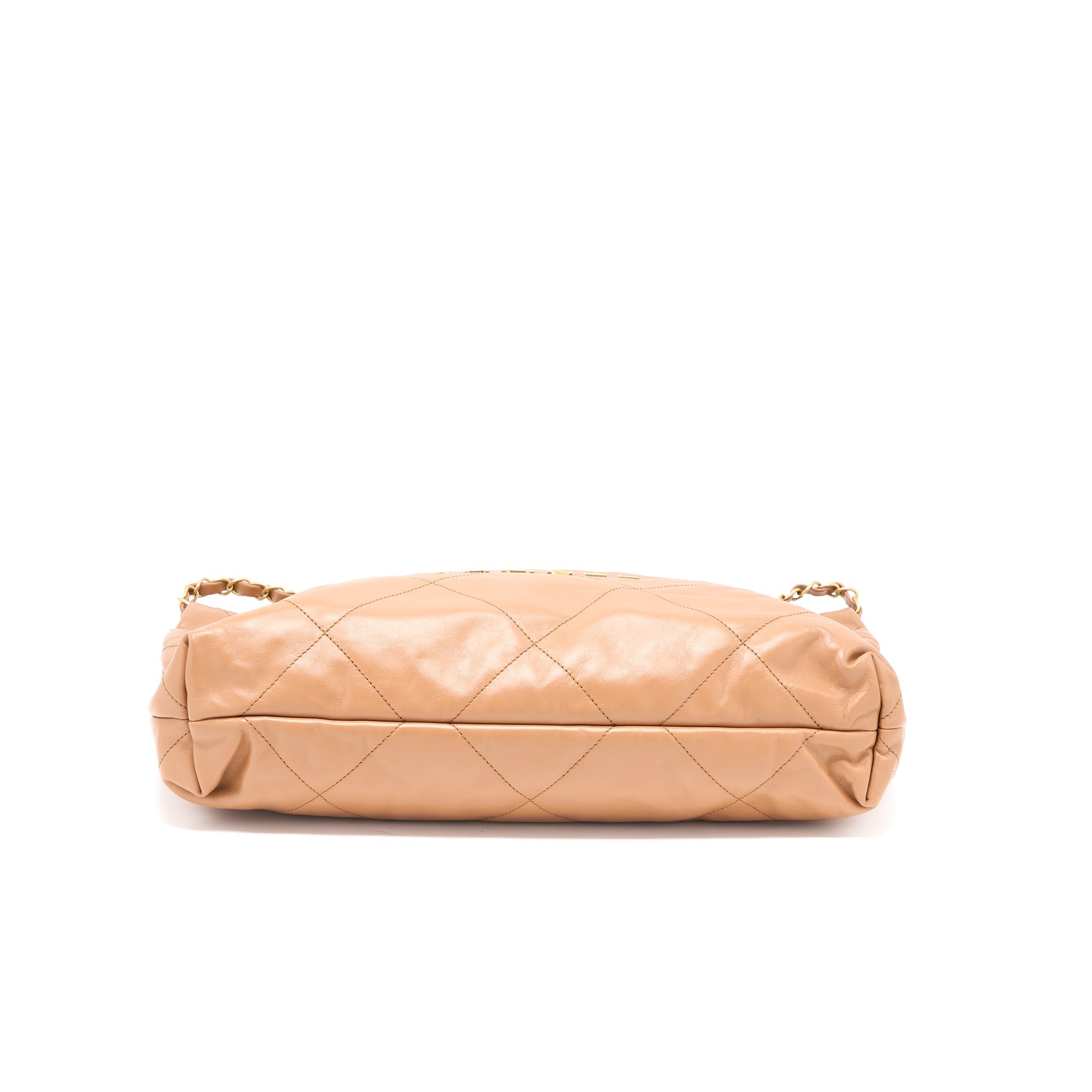 CHANEL MEDIUM 22 BAG SHINY CALFSKIN CARAMEL GHW (MICROCHIP)