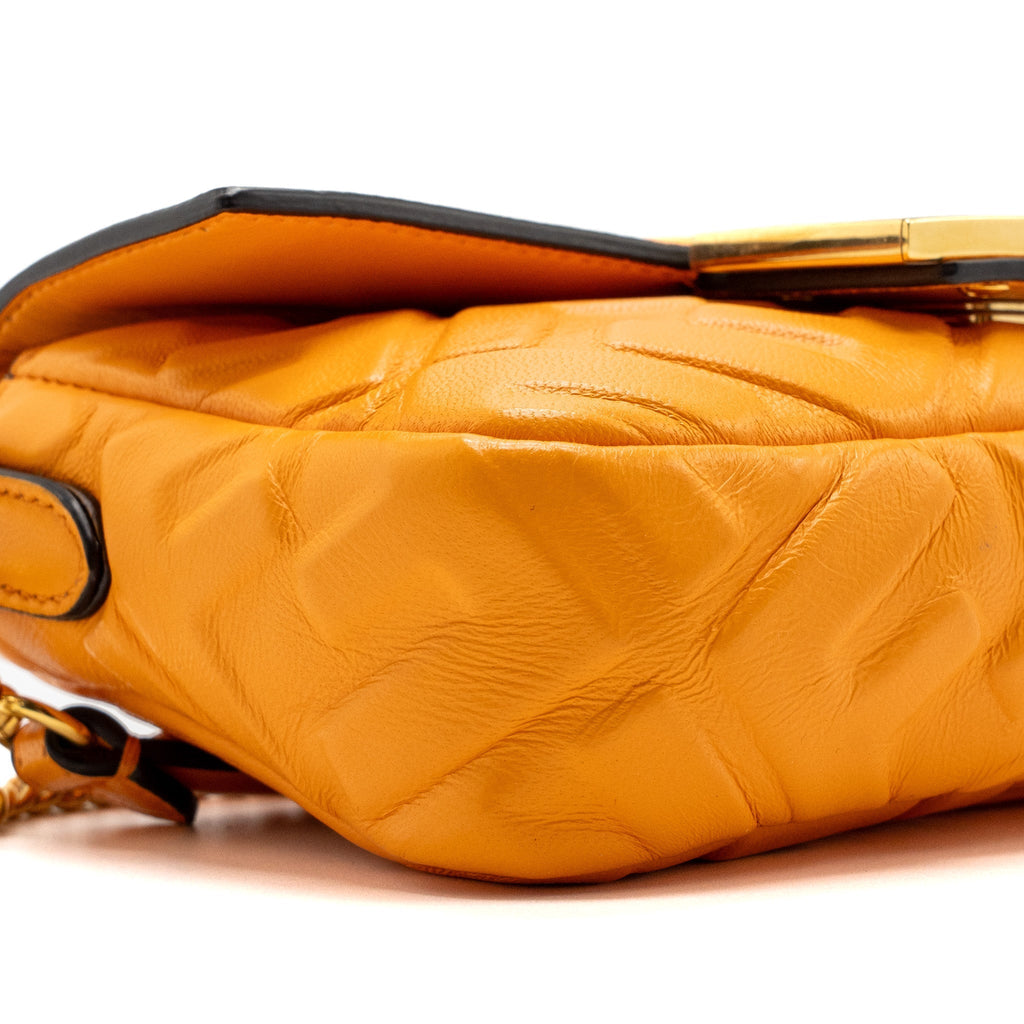 FENDI MINI BAGUETTE BAG NAPPA LAMBSKIN ORANGE GHW