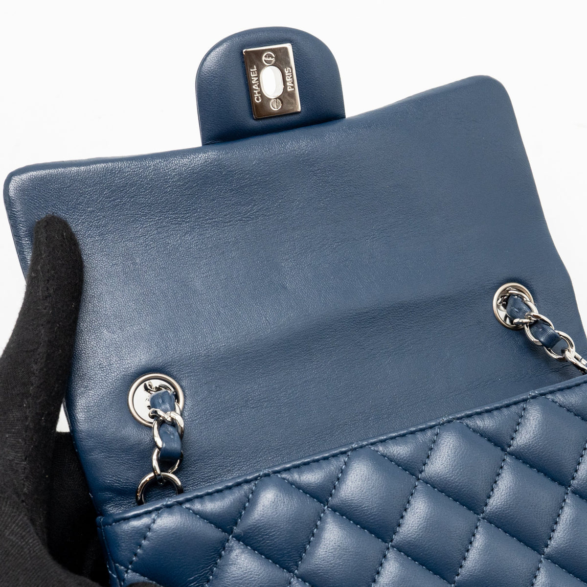 Chanel Mini Rectangular Flap Bag Lambskin Navy SHW