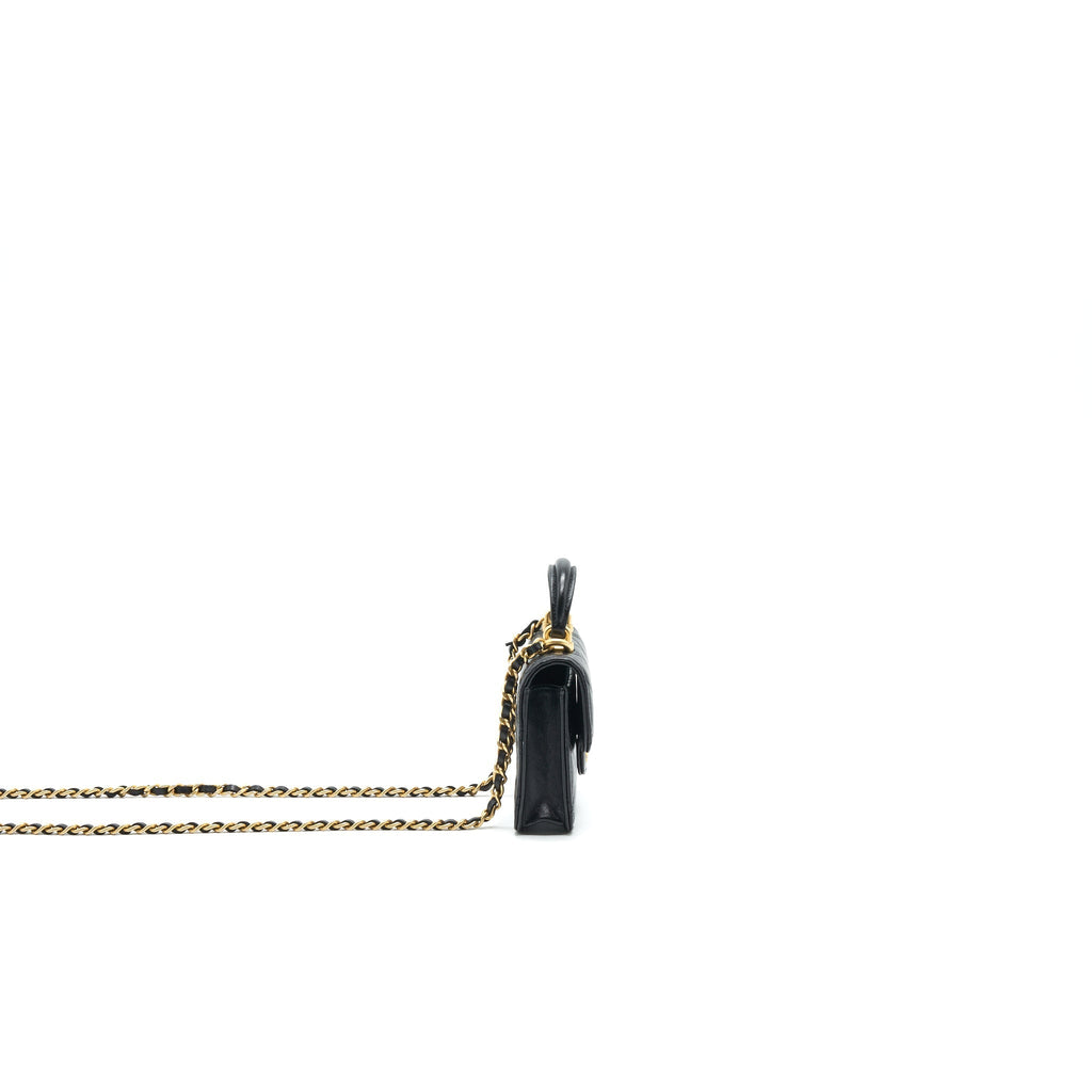CHANEL 2021 FLAP COIN PURSE WITH CHAIN BLACK GHW