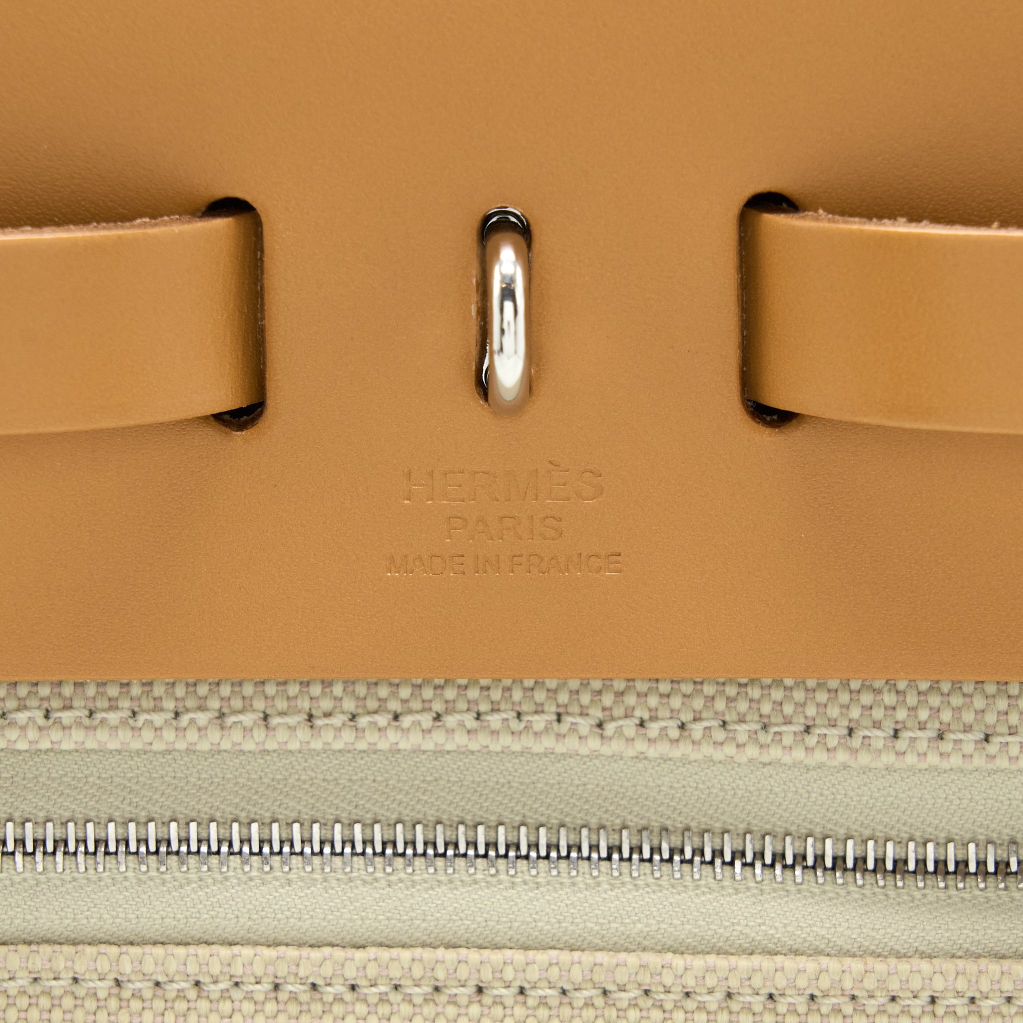 HERMES HERBAG ZIP 31 LEATHER/CANVAS BETON/NATUREL SABLE SHW