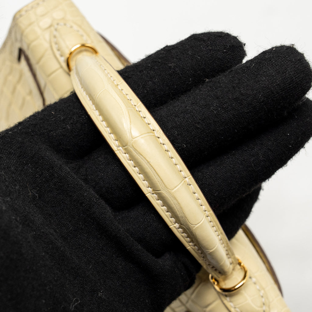 HERMES MINI KELLY II ALLIGATOR MISSISSIPPIENSIS MATT Y1 VANILLE GHW