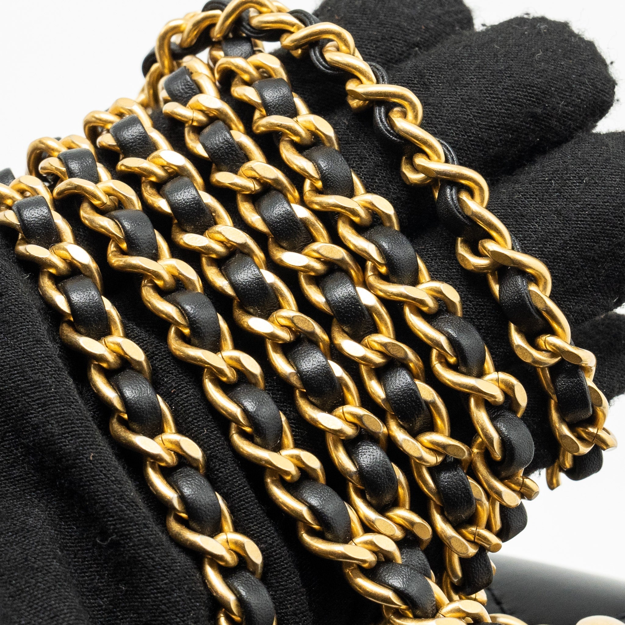 CHANEL 24C GOLD CRUSH MINI FLAP BAG CALFSKIN BLACK GHW (MICROCHIP)