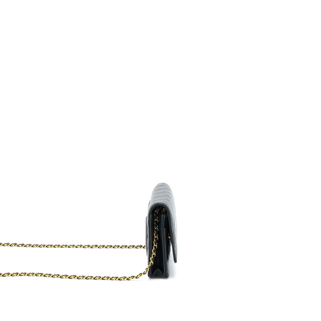CHANEL CLASSIC WALLET ON CHAIN CAVIAR BLACK GHW (MICROCHIP)