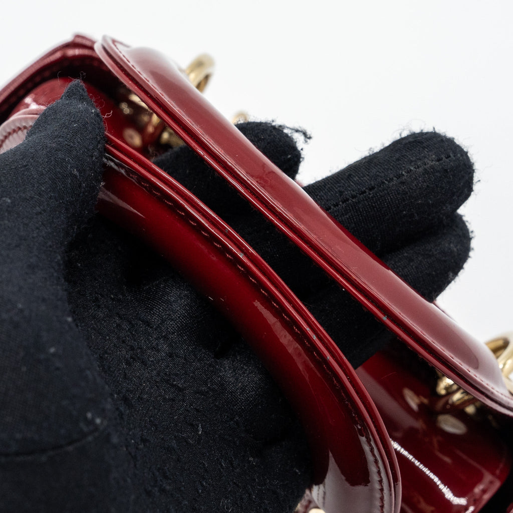 DIOR MINI LADY DIOR PATENT CALFSKIN RED LGHW