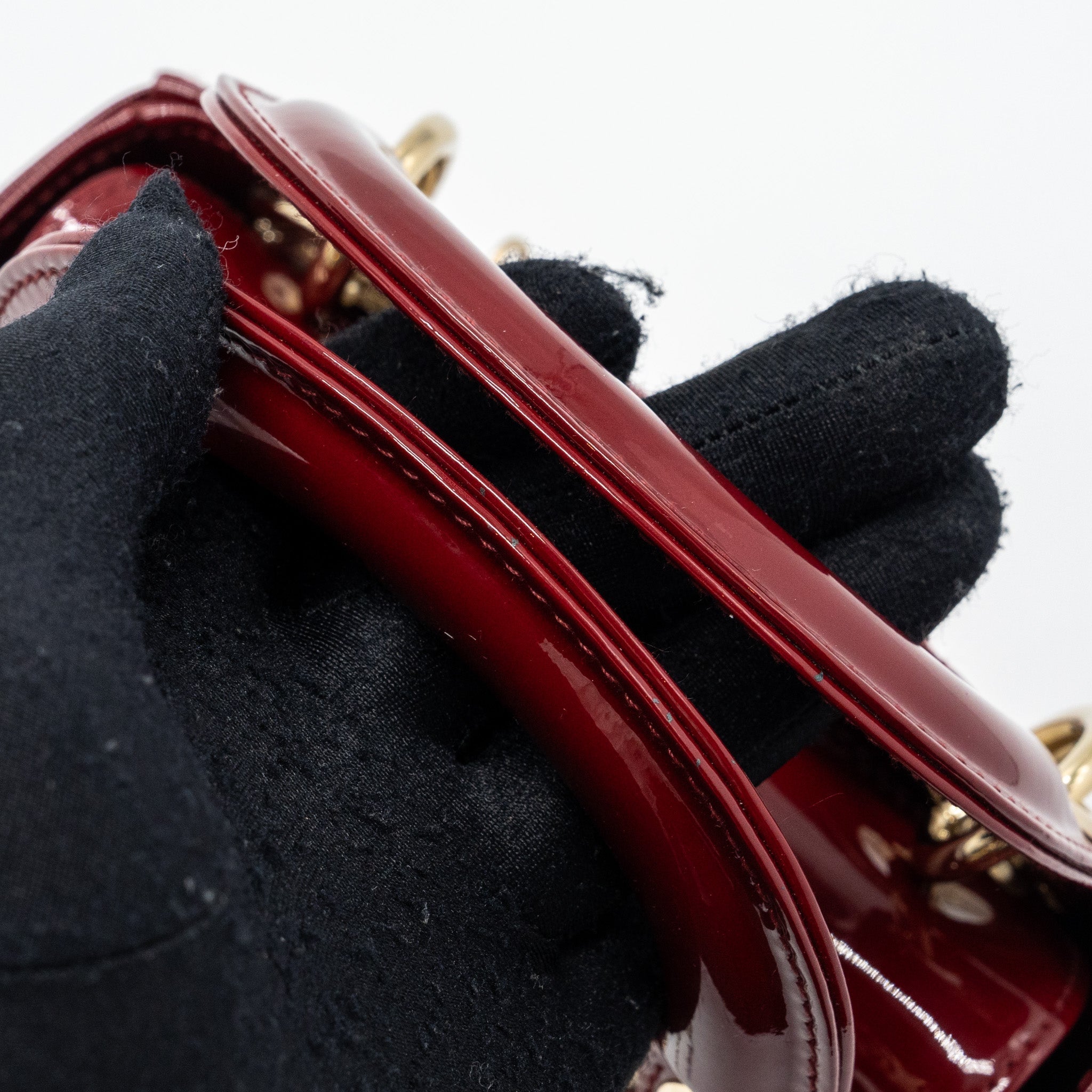 DIOR MINI LADY DIOR PATENT CALFSKIN RED LGHW