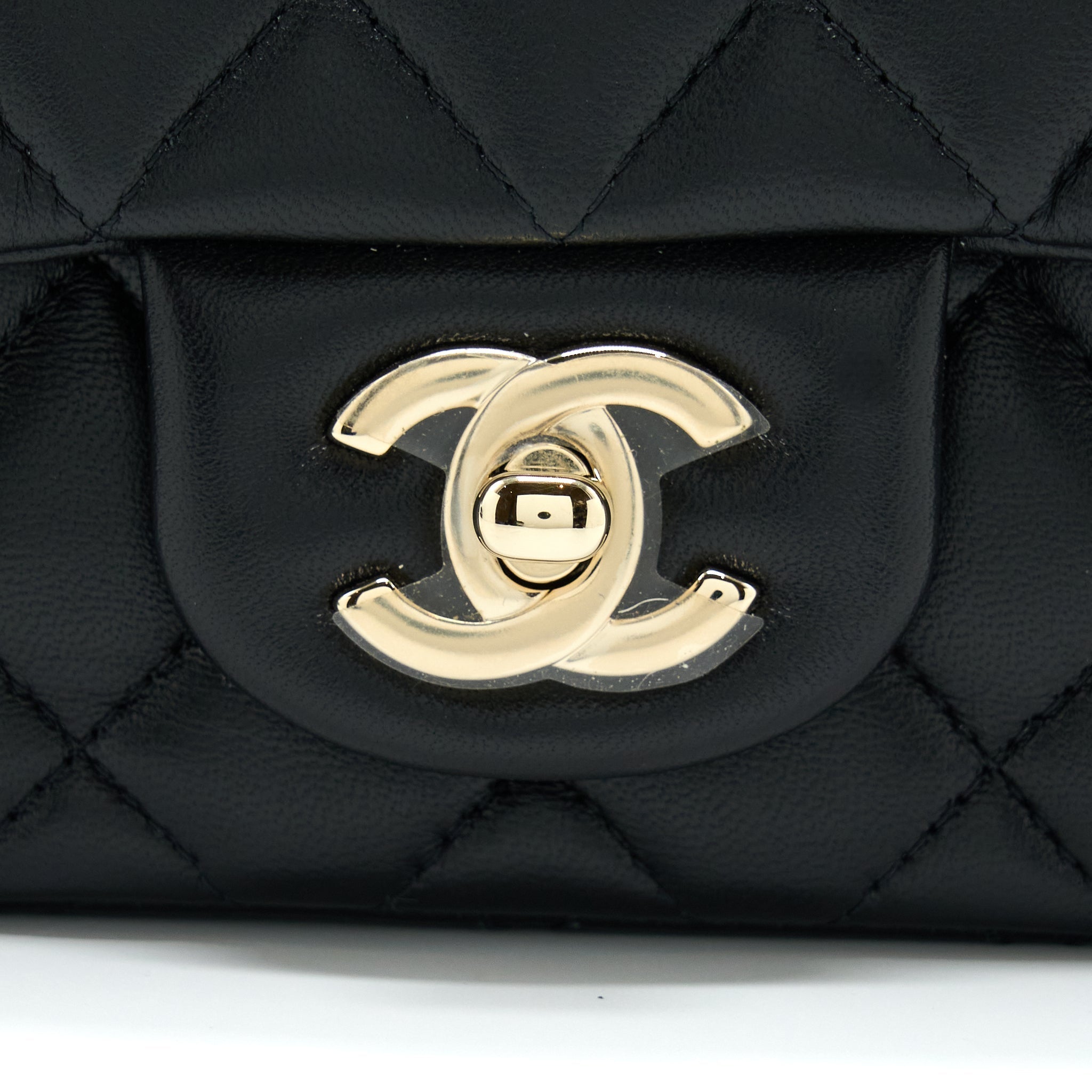 CHANEL CLASSIC MINI SQUARE FLAP BAG LAMBSKIN BLACK LGHW (MICROCHIP)