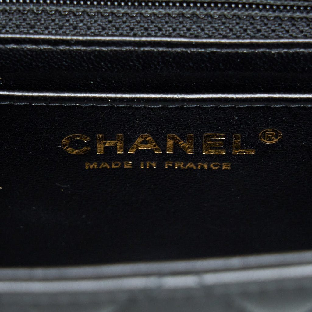 CHANEL CLASSIC MINI SQUARE FLAP BAG LAMBSKIN BLACK LGHW (MICROCHIP)