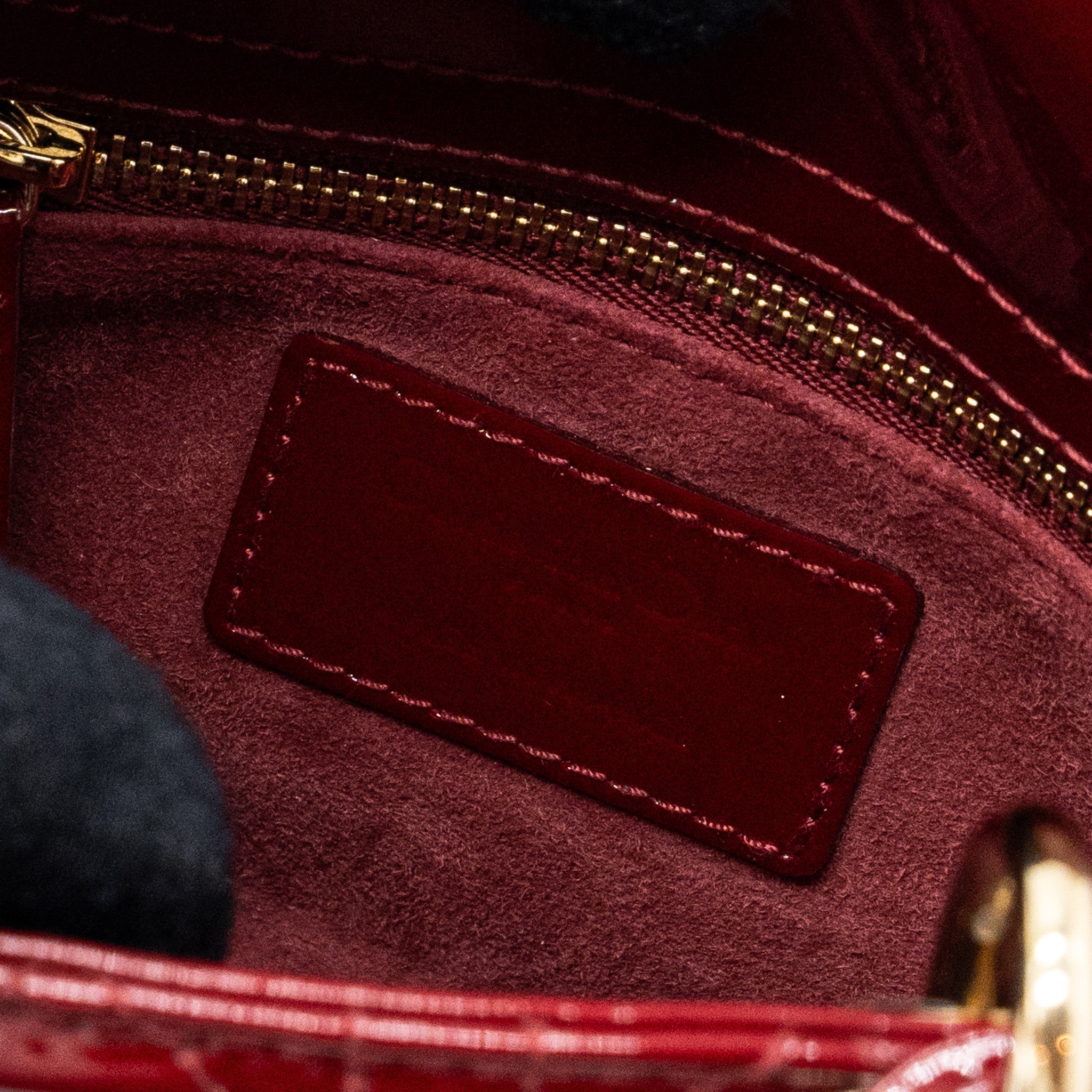 DIOR MINI LADY DIOR PATENT CALFSKIN RED LGHW