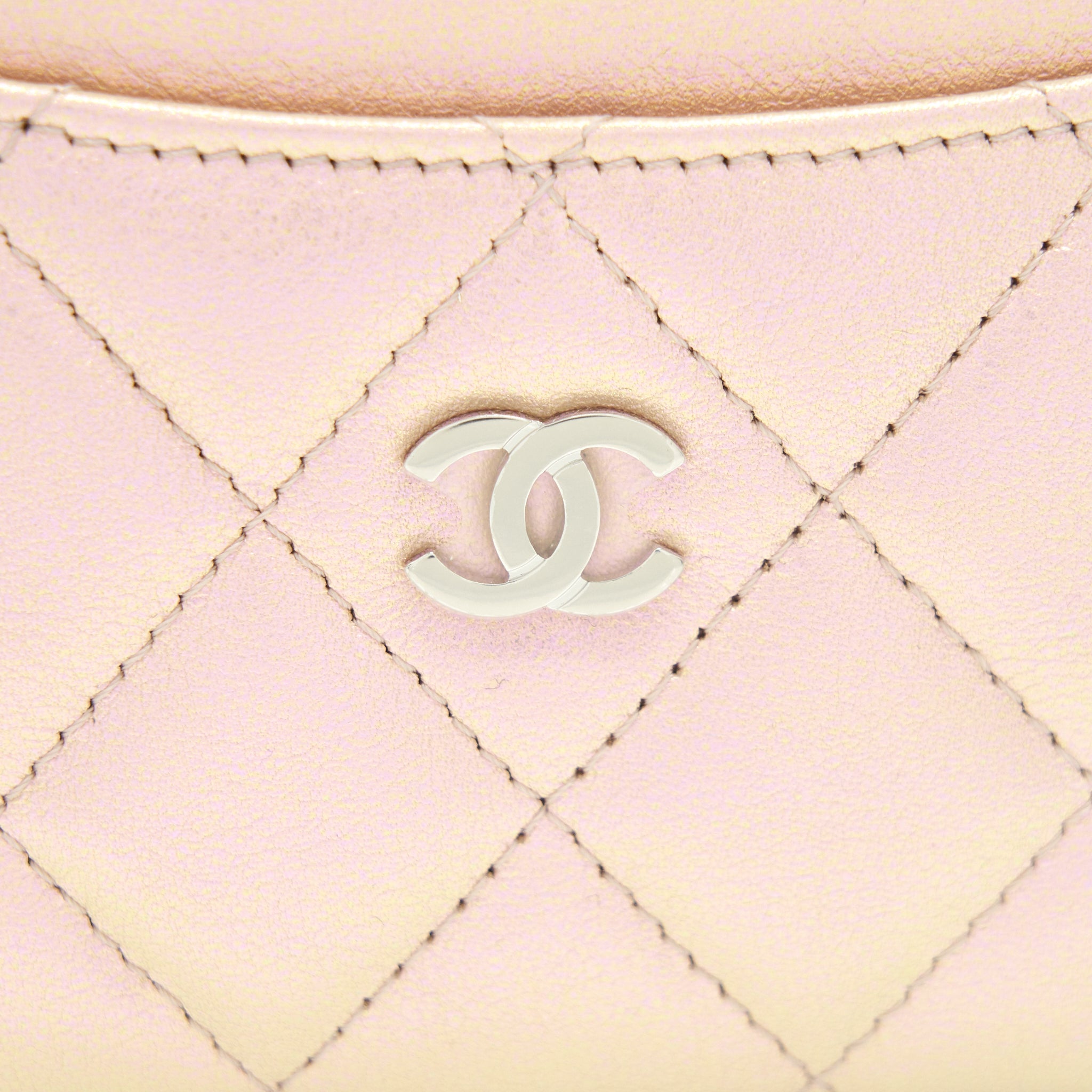 CHANEL 21K IRIDESCENT PINK FLAT CARD HOLDER