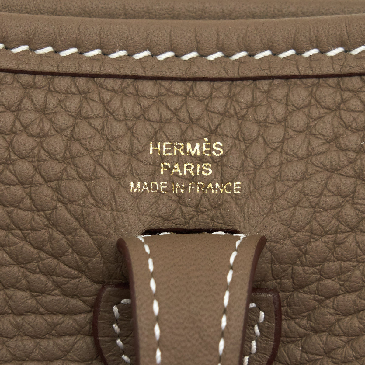 Hermes Mini Evelyne Etoupe / Indigo GHW