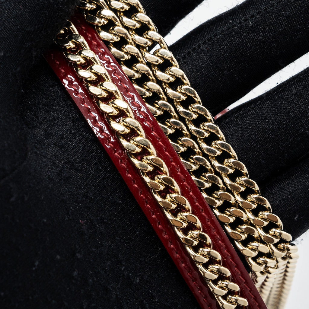 DIOR MINI LADY DIOR PATENT CALFSKIN RED LGHW