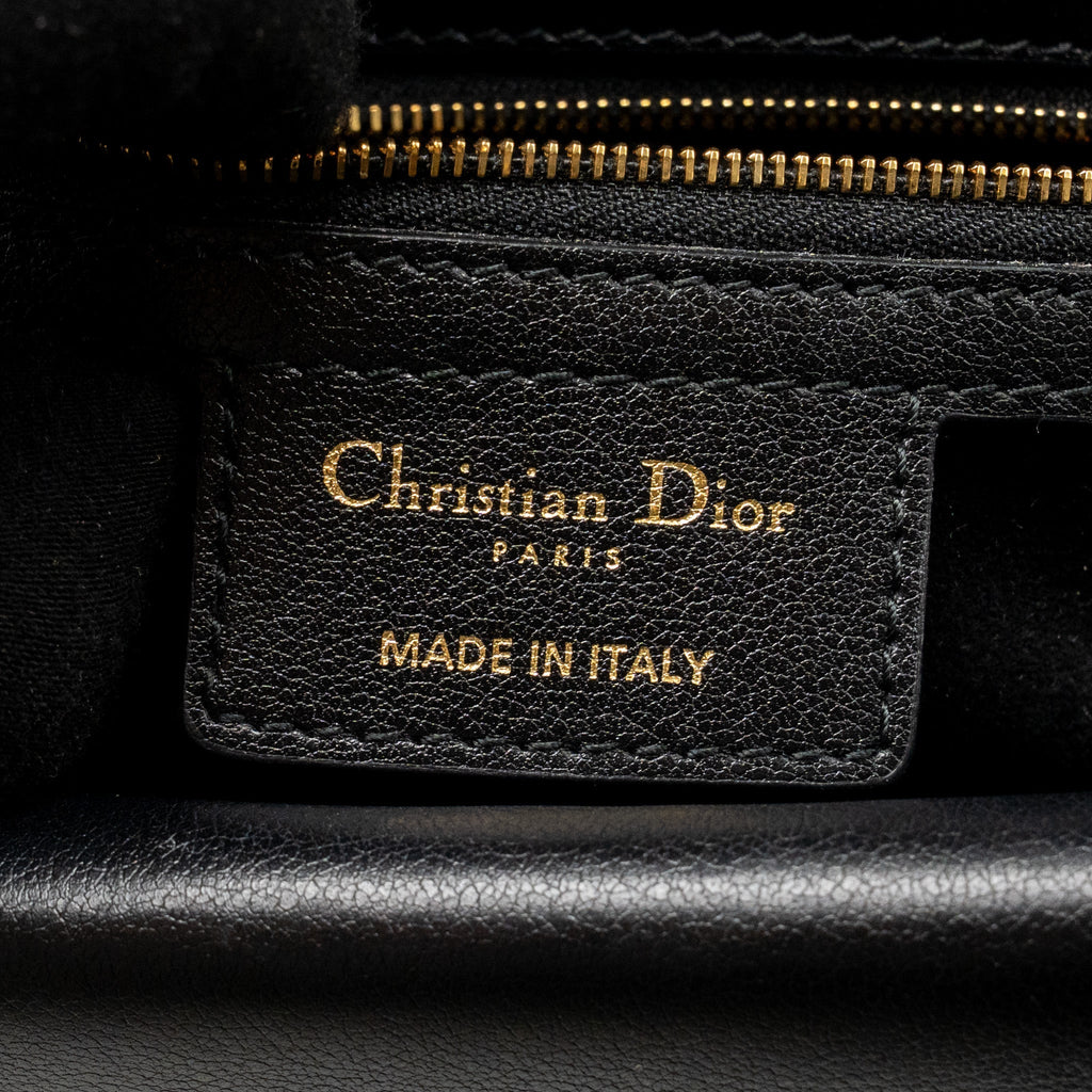 DIOR SMALL DIOR JOLIE TOP HANDLE BAG CANNAGE CALFSKIN BLACK GHW