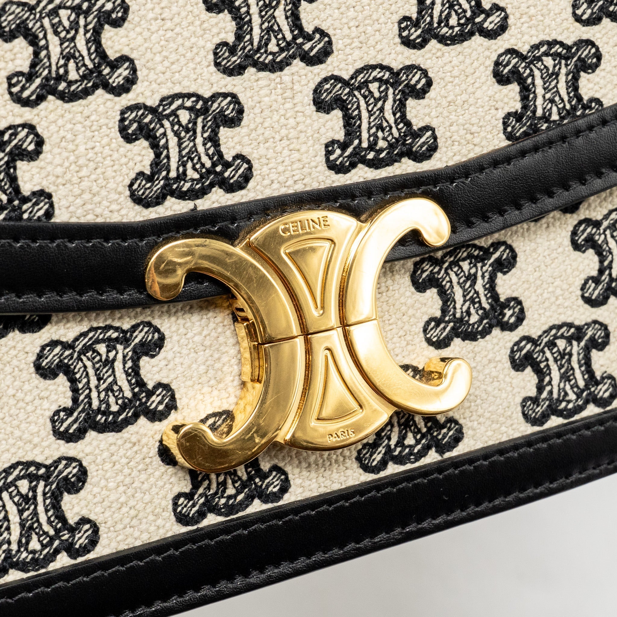 CELINE TEEN TRIOMPHE BAG TRIOMPHE CANVAS/CALFSKIN BLACK/WHITE GHW