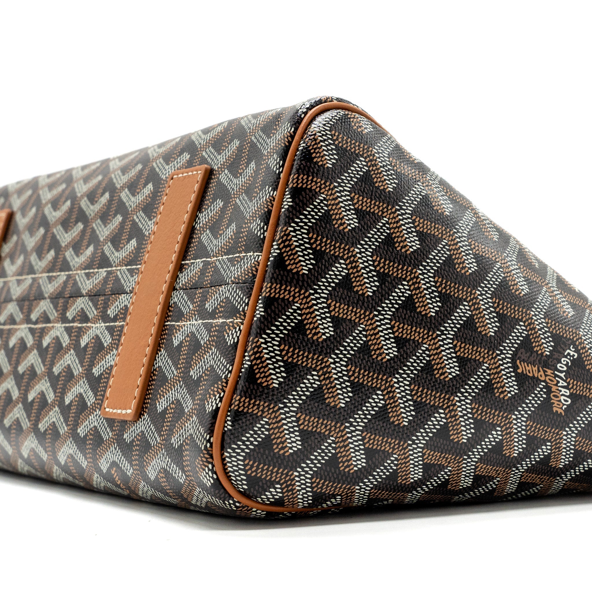 GOYARD ROUETTE TOTE BAG GOYARDINE CANVAS / CALFSKIN BROWN SHW