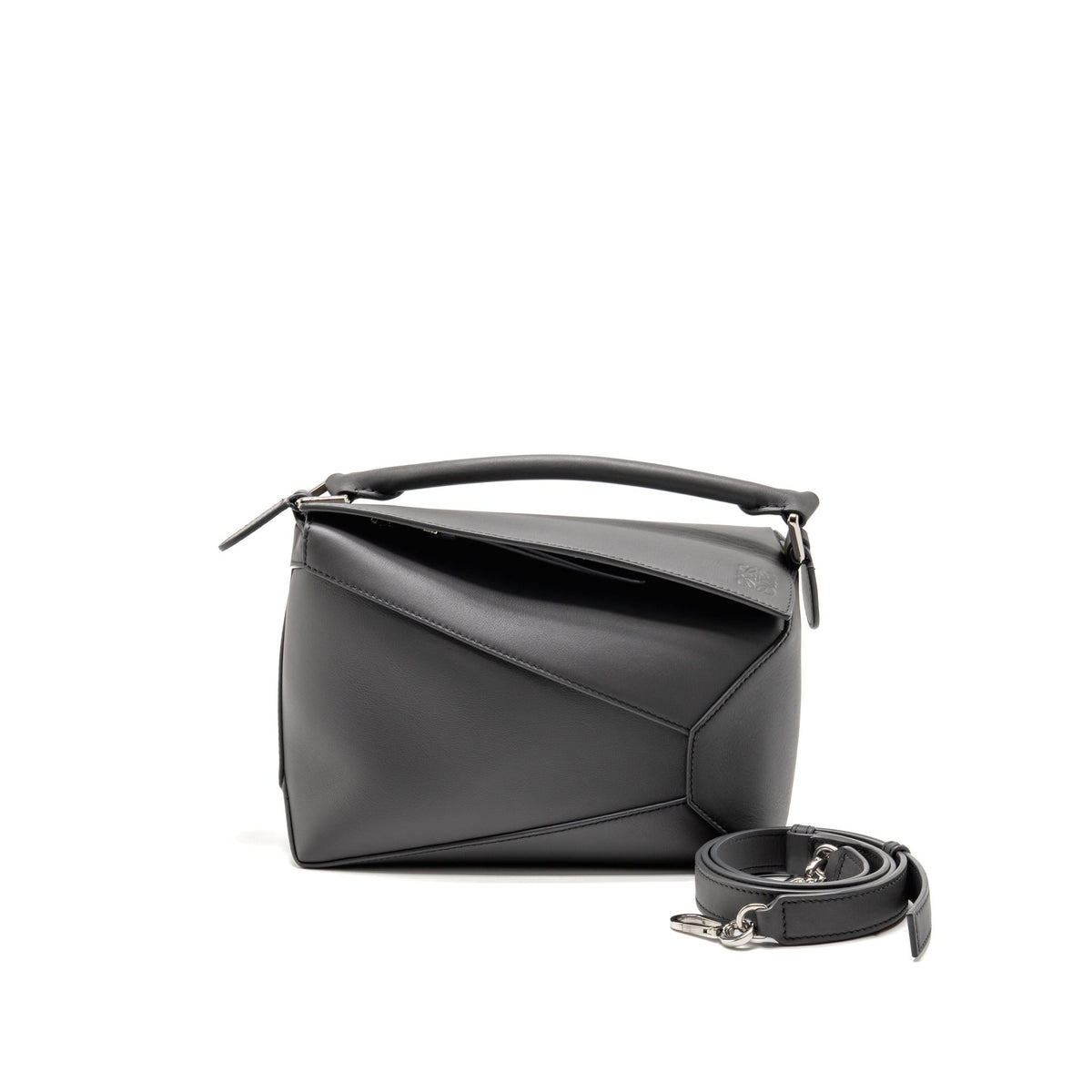 Loewe Small Puzzle Bag Calfskin Dark Grey SHW