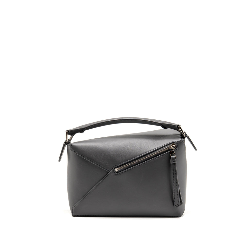 Loewe Small Puzzle Bag Calfskin Dark Grey SHW