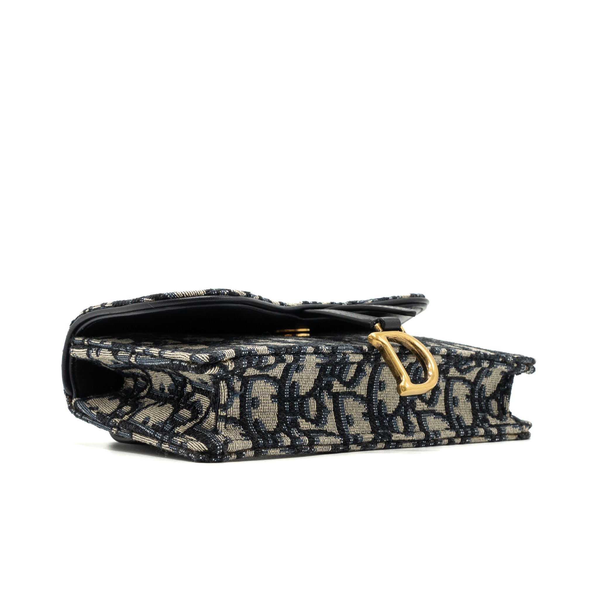 DIOR SADDLE BELT BAG BLUE OBLIQUE JACQUARD CANVAS GHW