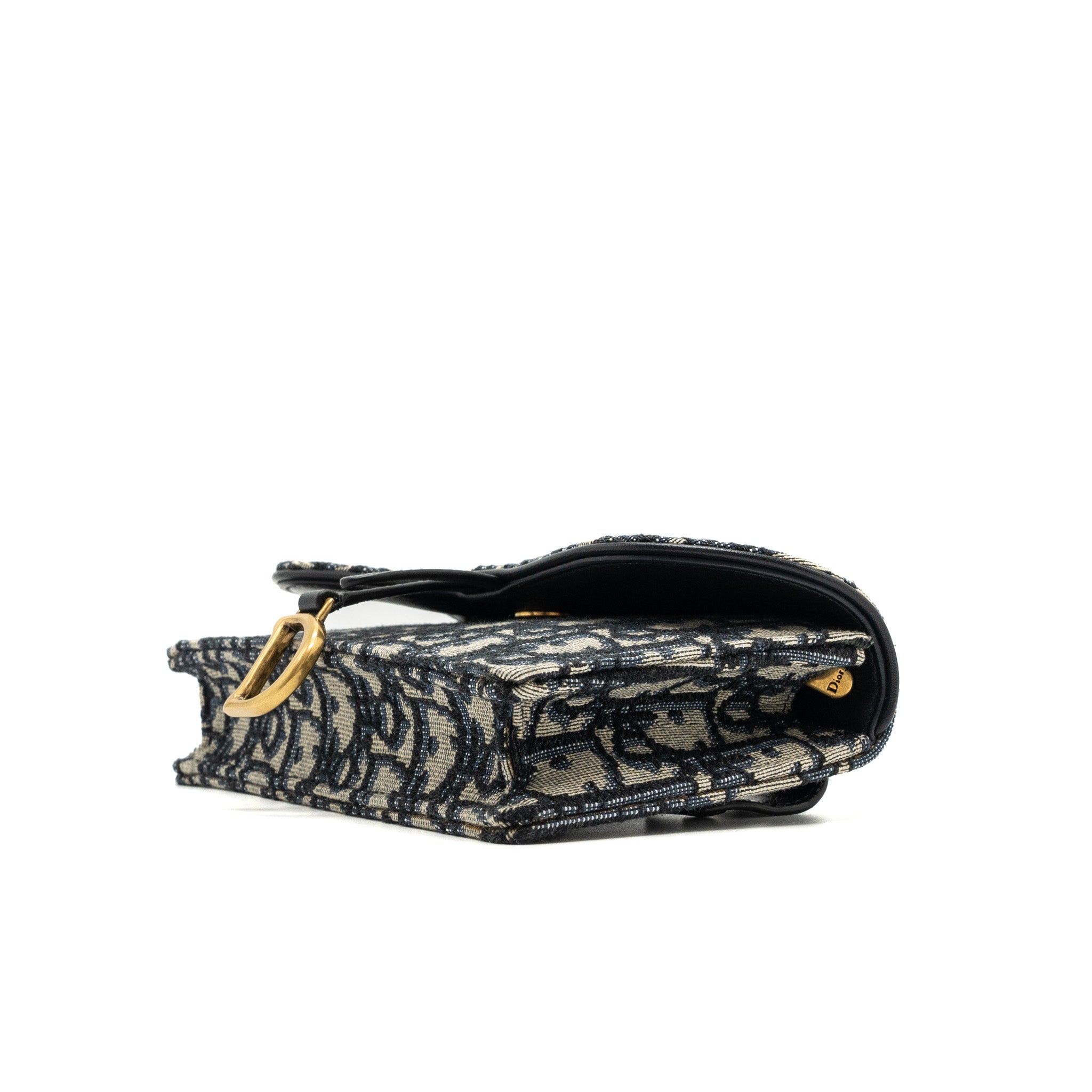 DIOR SADDLE BELT BAG BLUE OBLIQUE JACQUARD CANVAS GHW