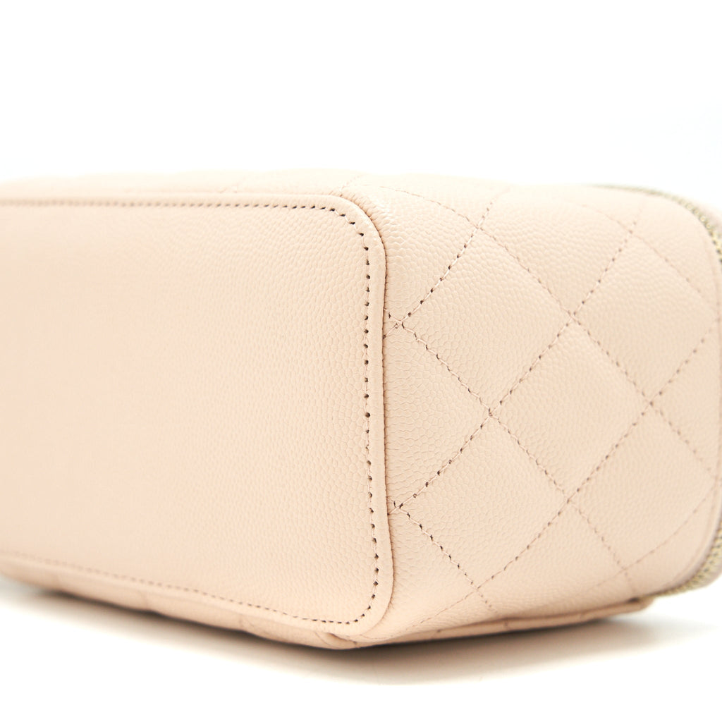 CHANEL 22C LONG VANITY WITH CHAIN CAVIAR LIGHT BEIGE LGHW