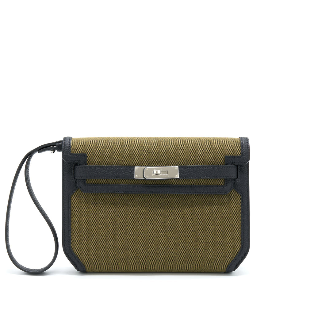 Hermes Pochette Kelly Depeches Canvas And Leather Multicolour SHW