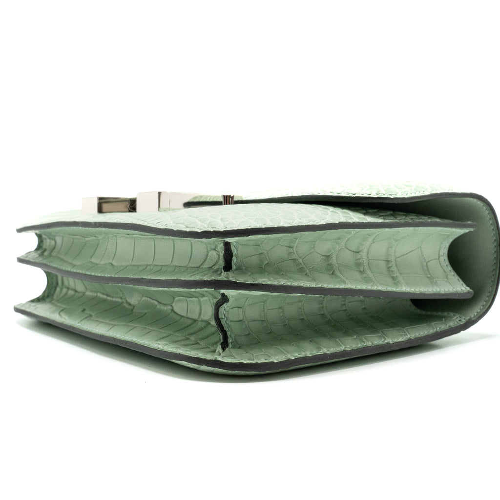 HERMES MINI CONSTANCE ALLIGATOR MISSISSIPPIENSIS MAT VERT D’EAU SHW