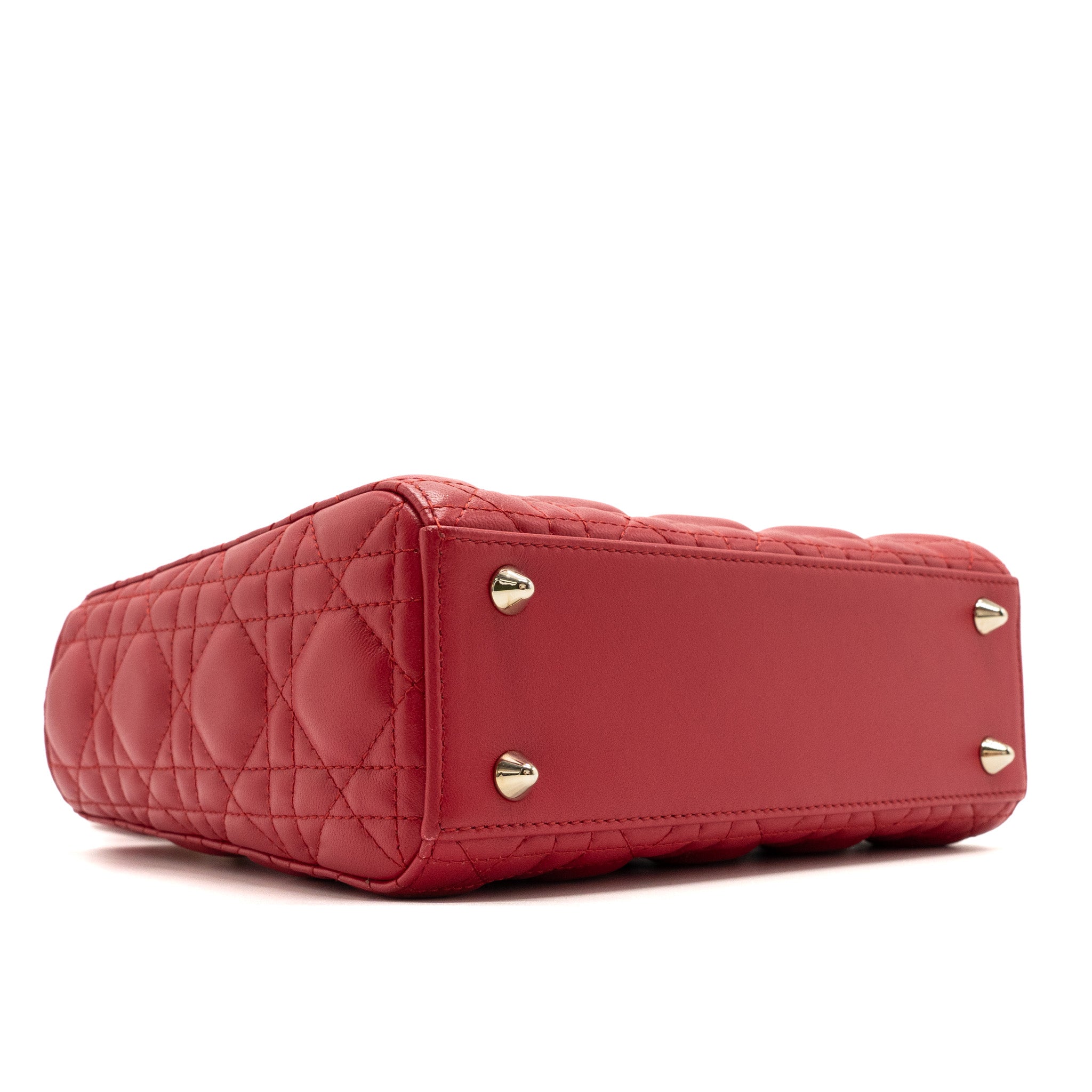 DIOR SMALL LADY DIOR LAMBSKIN RED LGHW
