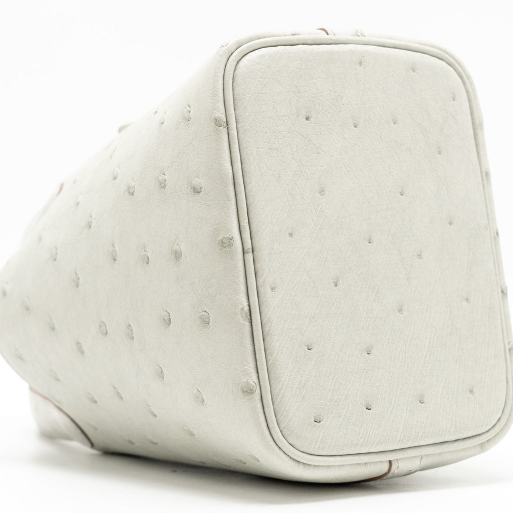 HERMES MICRO PICOTIN 14 LOCK BAG OSTRICH GRIS PERLE SHW