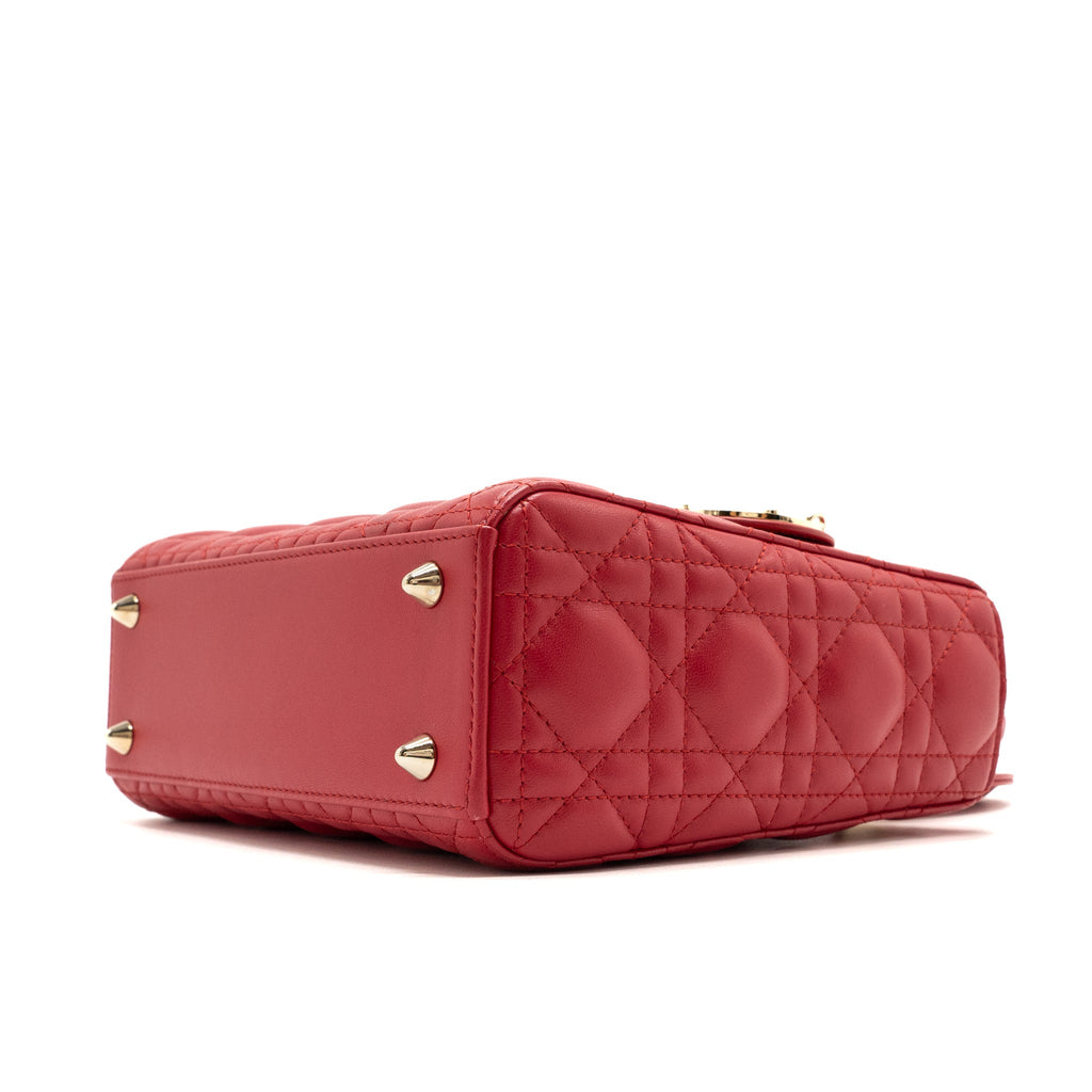 DIOR SMALL LADY DIOR LAMBSKIN RED LGHW