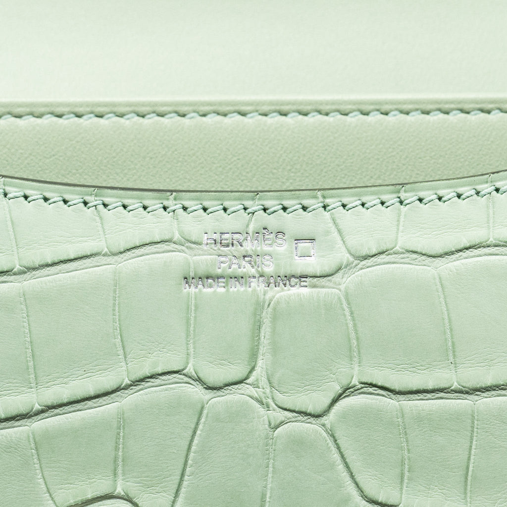 HERMES MINI CONSTANCE ALLIGATOR MISSISSIPPIENSIS MAT VERT D’EAU SHW