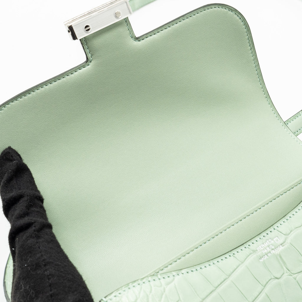 HERMES MINI CONSTANCE ALLIGATOR MISSISSIPPIENSIS MAT VERT D’EAU SHW