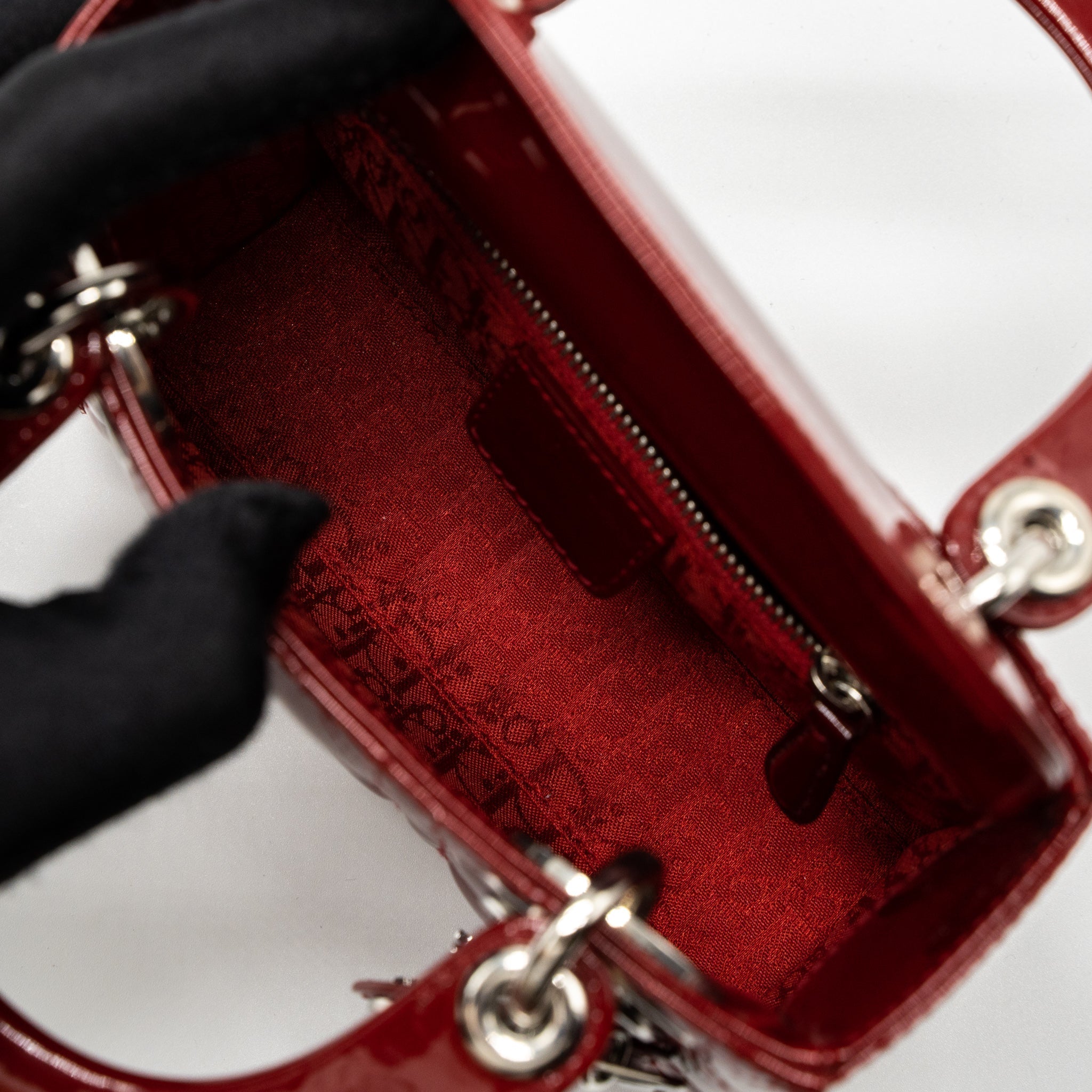 DIOR MINI LADY DIOR PATENT RED SHW