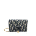 DIOR SADDLE POUCH WITH CHAIN BLUE DIOR OBLIQUE JACQUARD GHW