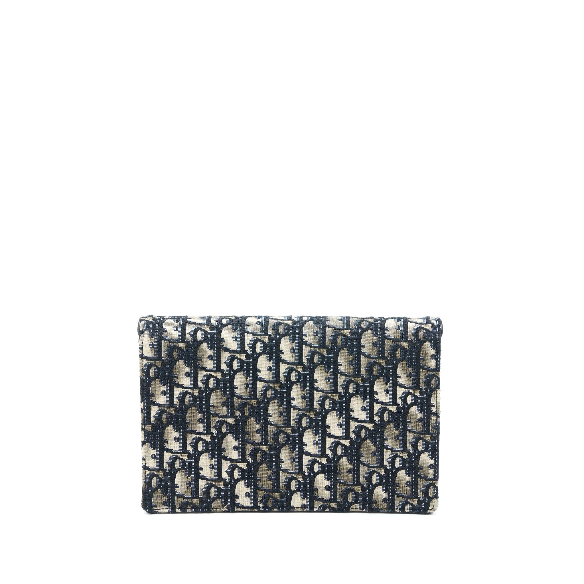 DIOR SADDLE POUCH WITH CHAIN BLUE DIOR OBLIQUE JACQUARD GHW